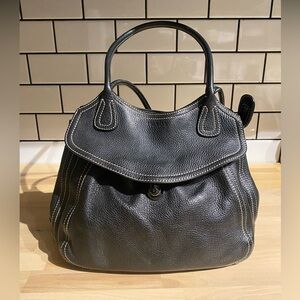 Vintage Prada Y2K Shoulder Bag Pebbled Leather w/Contrast Stitching EUC